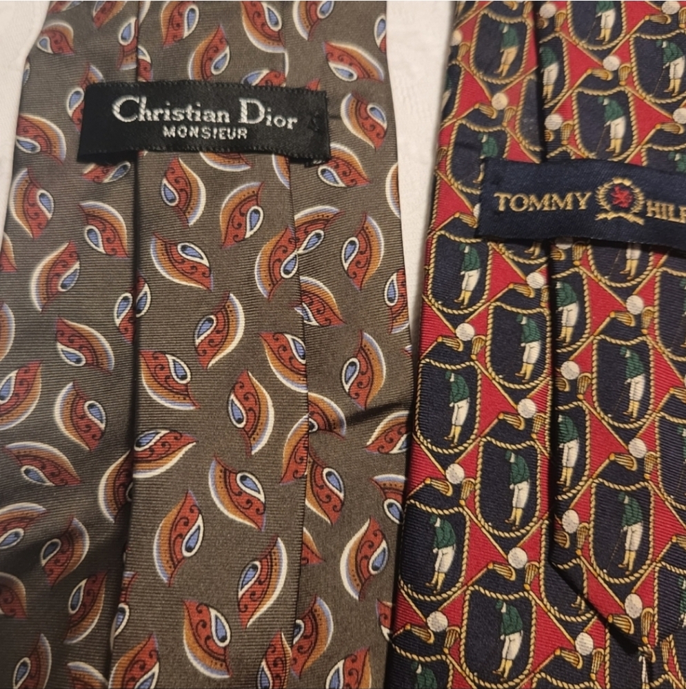 4 Mens Silk Ties DIOR TOMMY HILFIGER - Picture 10 of 10